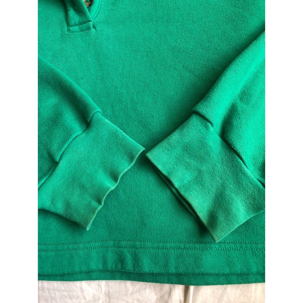 Alo Yoga Emerald Green Polo Henley Cropped Pullover Sweatshirt Luxury oversize M - Picture 7 of 11
